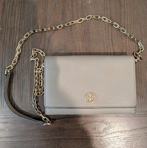 Tory Burch Elegant Gray/ Beige Crossbody Bag